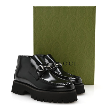 Gucci Cordovan Lux Womens Horsebit Platform Ankle Boots 38 Black 9 of 9