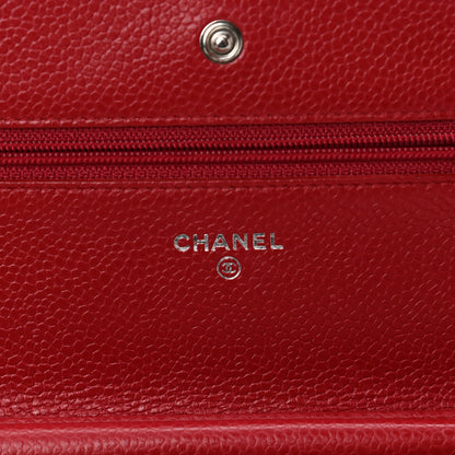 Chanel Caviar Quilted Wallet On Chain WOC Red 10 of 25