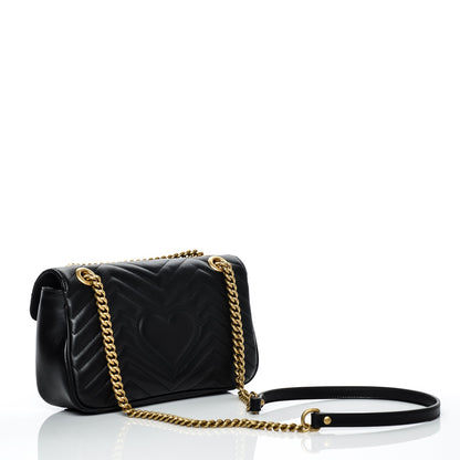 Gucci Calfskin Matelasse Small GG Marmont Shoulder Bag Black 3 of 6