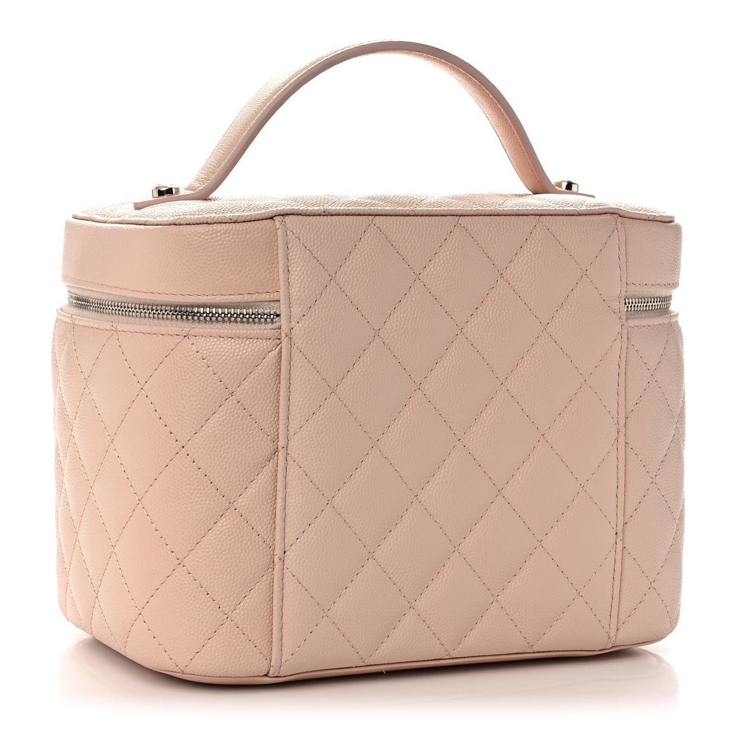 Caviar Quilted Large Vanity Pouch Light Beige