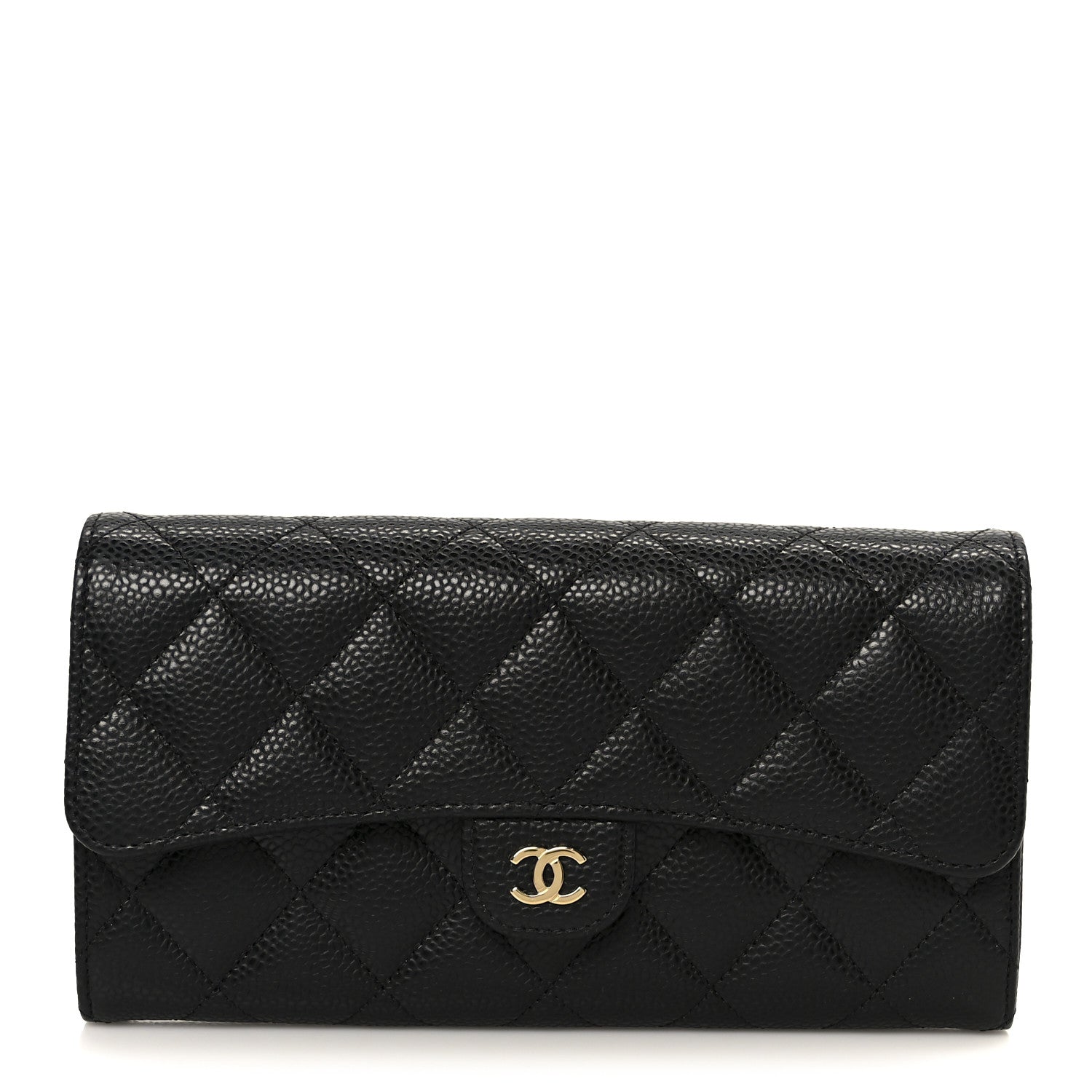 Chanel Caviar Quilted Large Gusset Flap Wallet Black 1 of 10