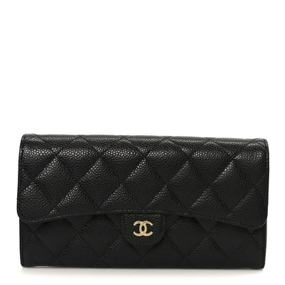 Chanel Caviar Quilted Large Gusset Flap Wallet Black 1 of 10