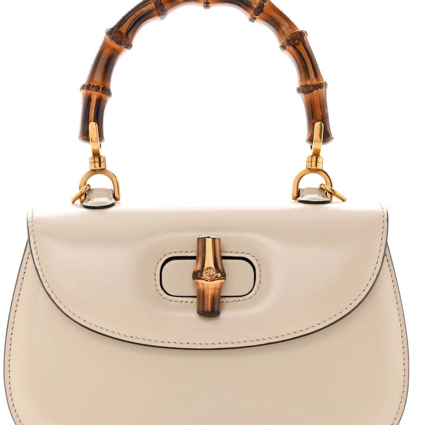 Boarded Dyana Lux Calfskin Web Small Bamboo 1947 Top Handle Bag Oatmeal