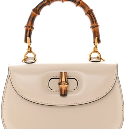 Gucci Boarded Dyana Lux Calfskin Web Small Bamboo 1947 Top Handle Bag Oatmeal 8 of 16