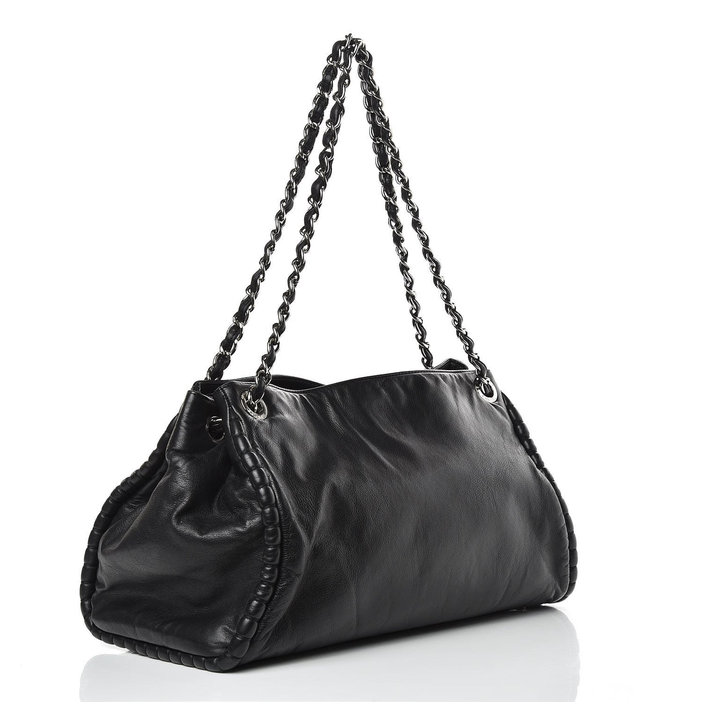 Calfskin Coco Bengal Open Accordion Tote Black