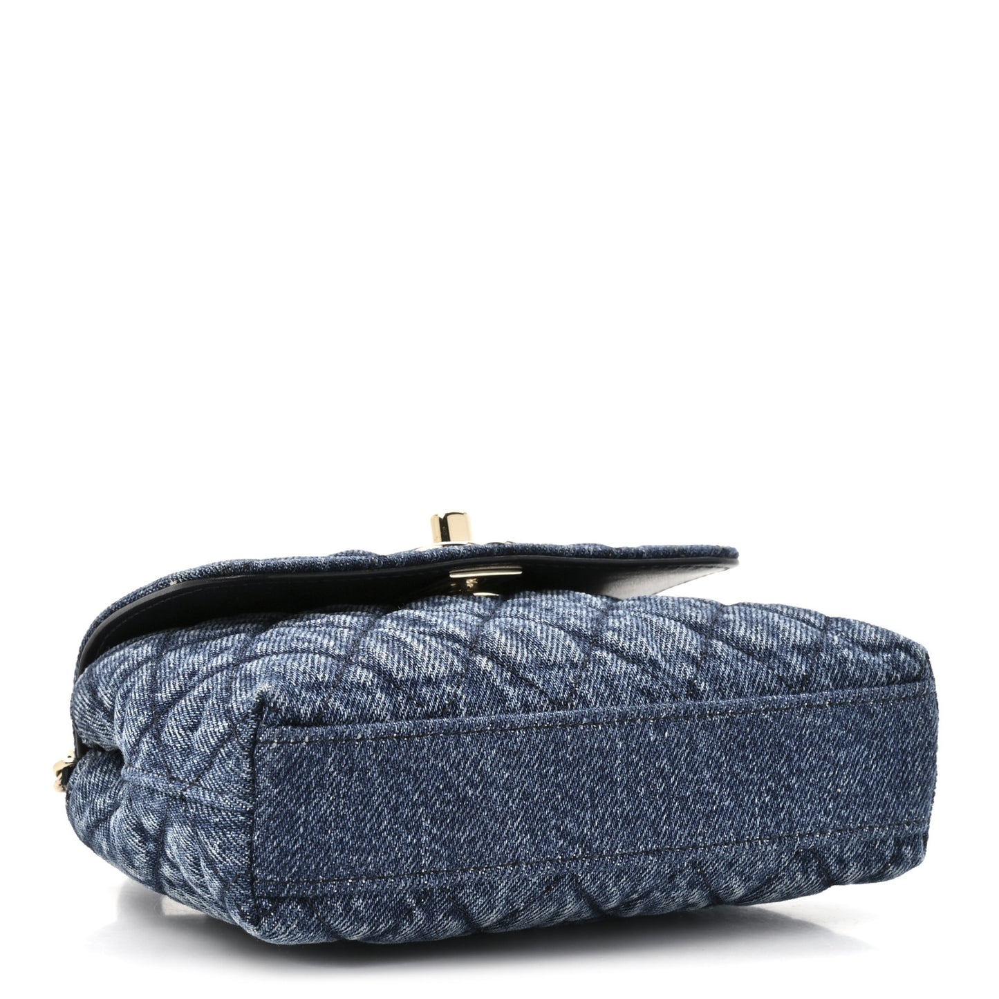 Washed Denim Calfskin Quilted Coco Handle Clutch With Chain Blue
