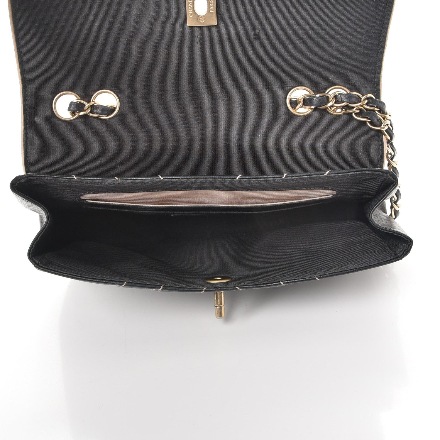 Chanel Lambskin Small Chevron Flap Black Beige 6 of 16