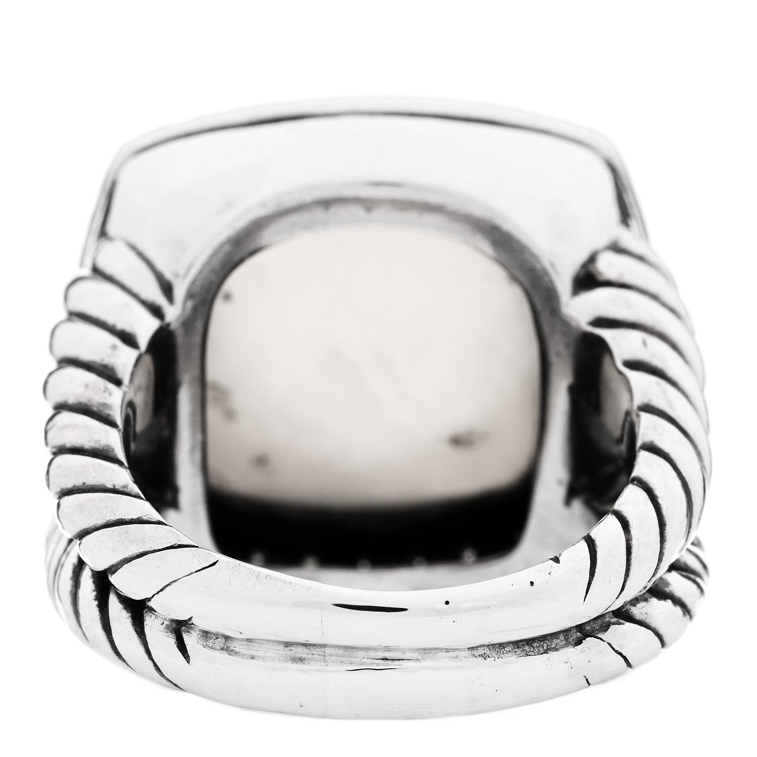 David Yurman Sterling Silver Diamond Mother of Pearl 17mm Albion Ring 60 9 4 of 6