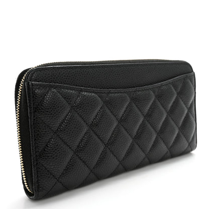 Chanel Caviar Quilted Large Gusset Zip Around Wallet Black 3 of 12