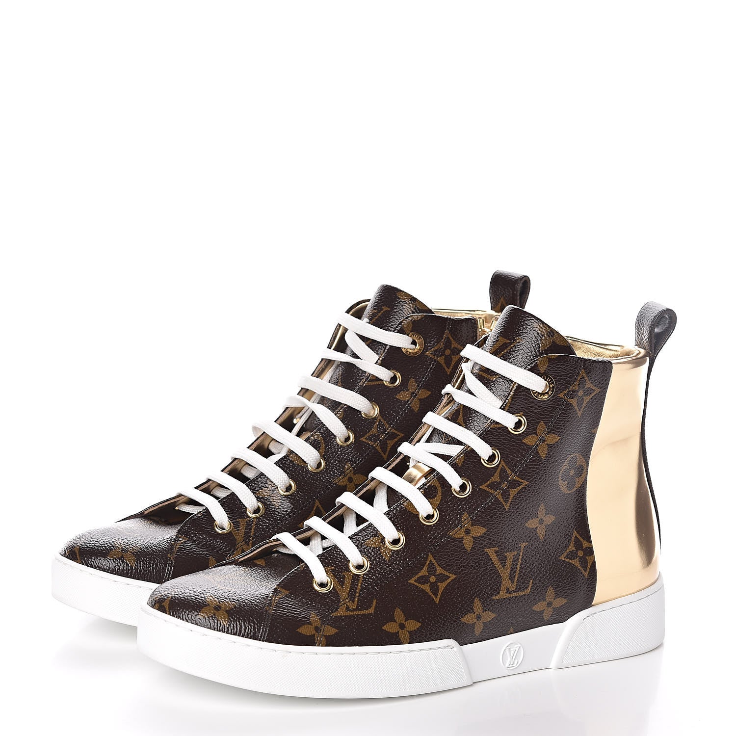 Louis Vuitton Patent Monogram Stellar Sneaker Boots 39 Gold 3 of 9
