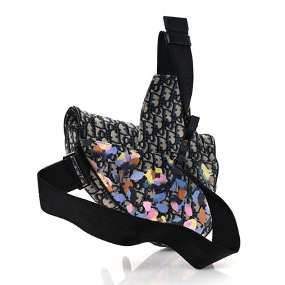 Christian Dior X ALEX FOXOTN Oblique Floral Print Mens Saddle Bag Blue Multicolor 3 of 15