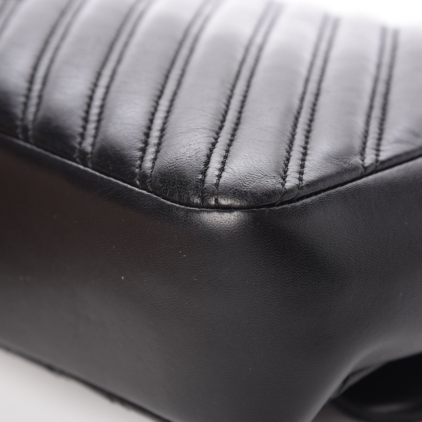 Lambskin Chevron Quilted Double Stitch Jumbo Single Flap Black