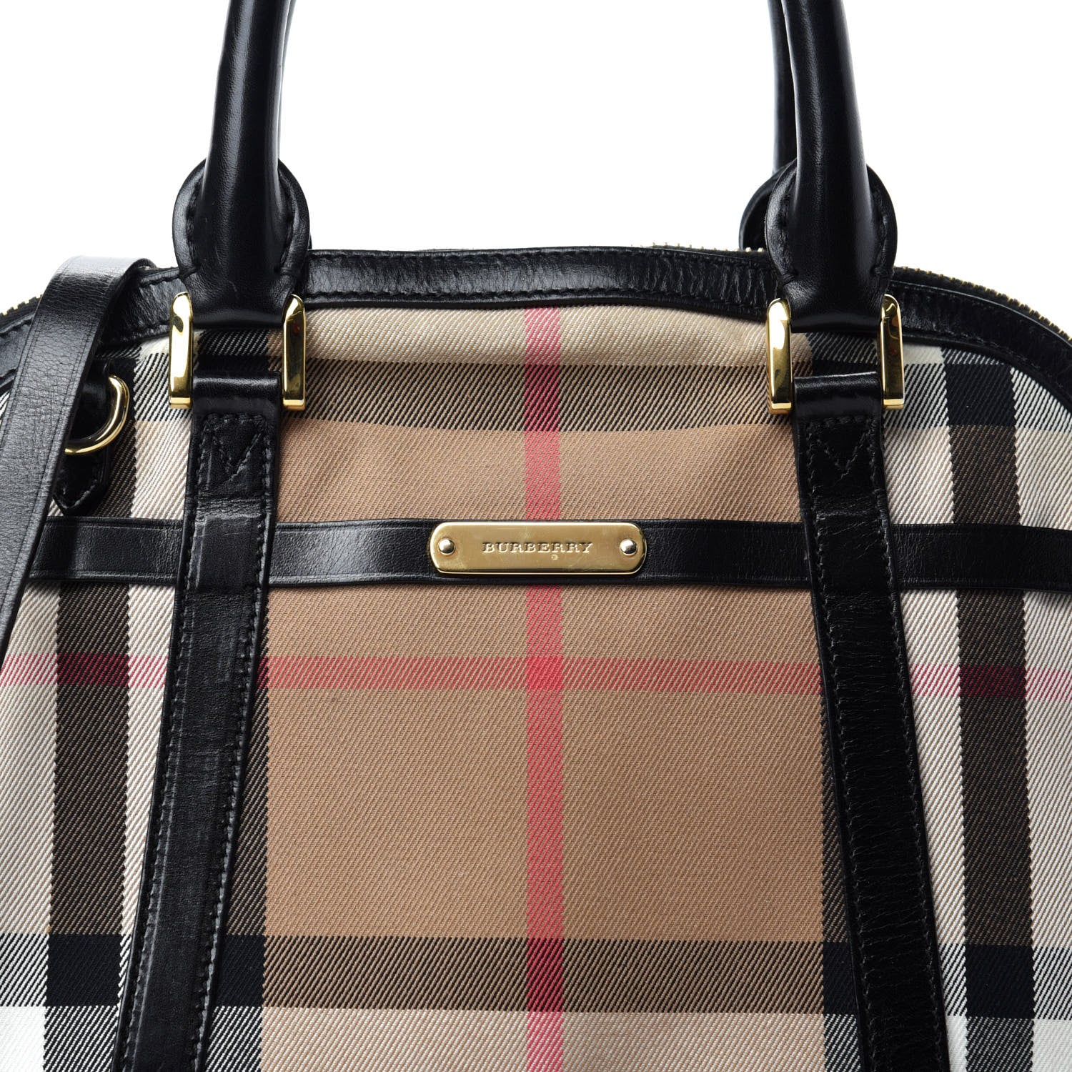 Burberry Bridle Calfskin House Check Small Orchard Bowling Bag Black 17 of 17