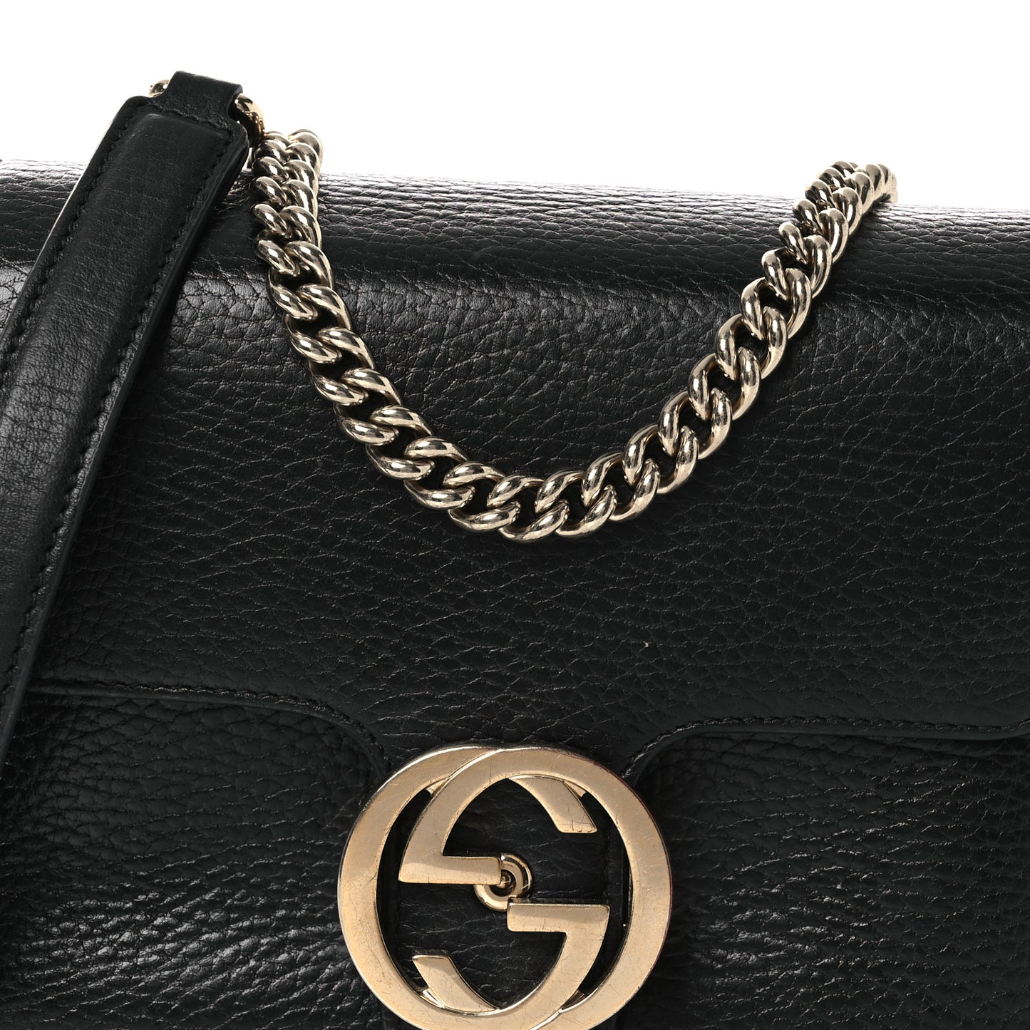 Dollar Calfskin Interlocking G Crossbody Bag Black