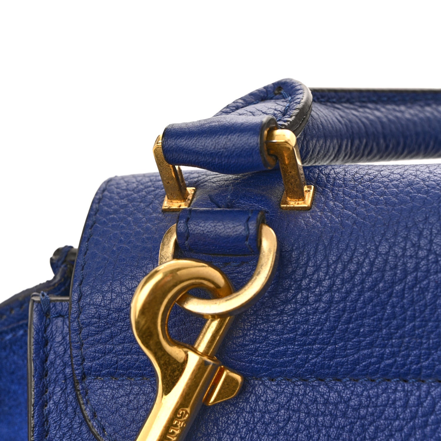 Celine Drummed Calfskin Suede Small Trapeze Indigo 13 of 16
