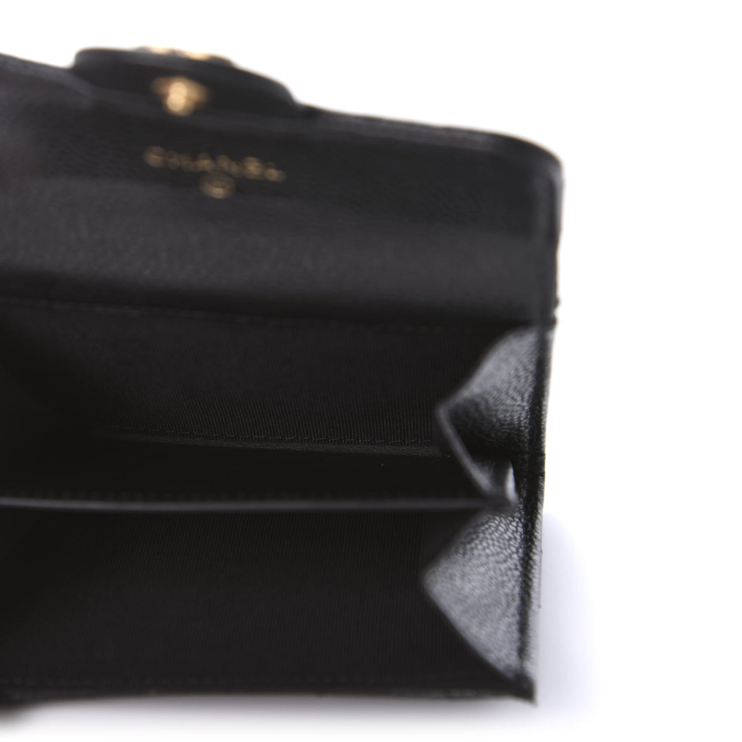 Caviar Quilted Flap Card Holder Wallet Black