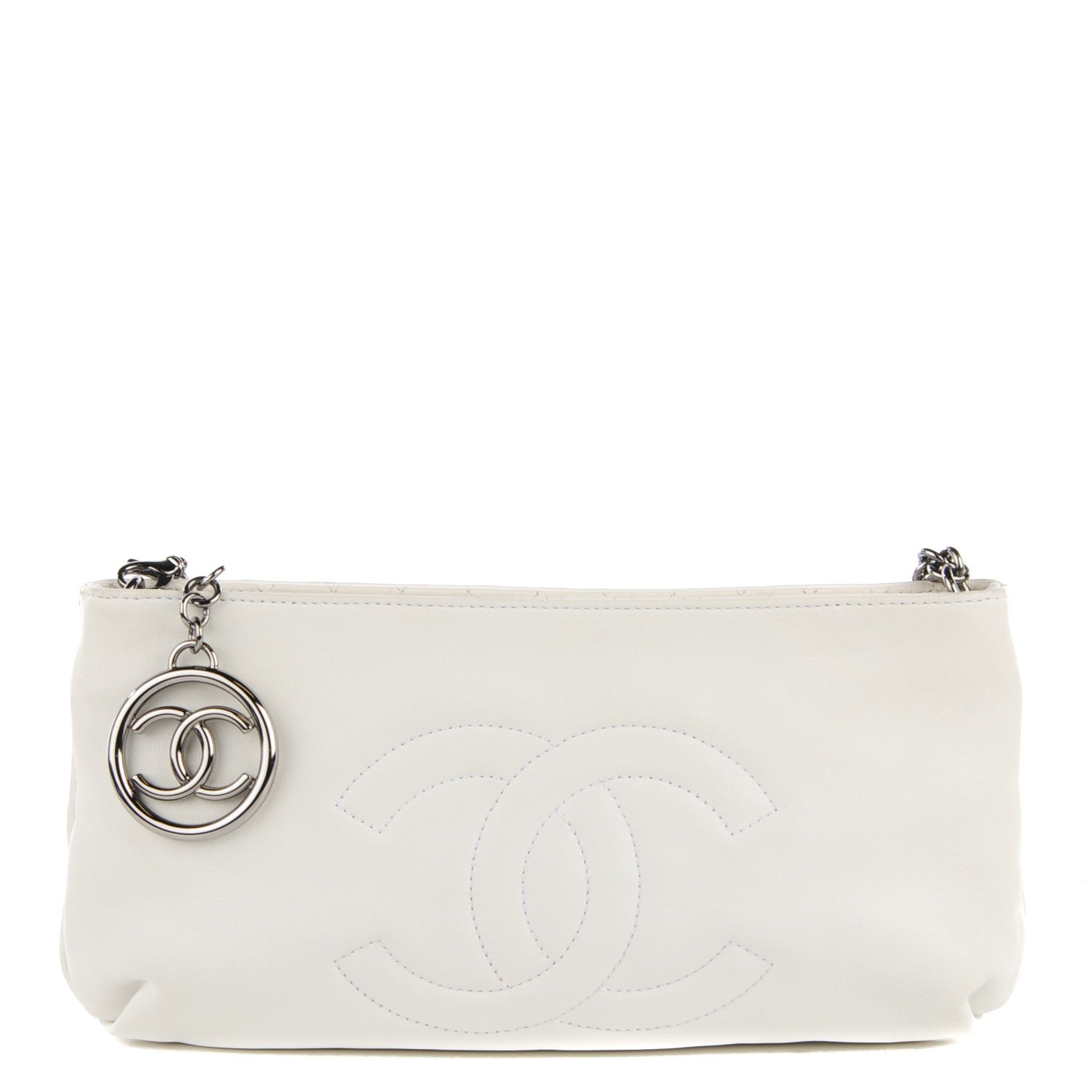 Chanel Lambskin Soft and Chain Pochette White 1 of 16