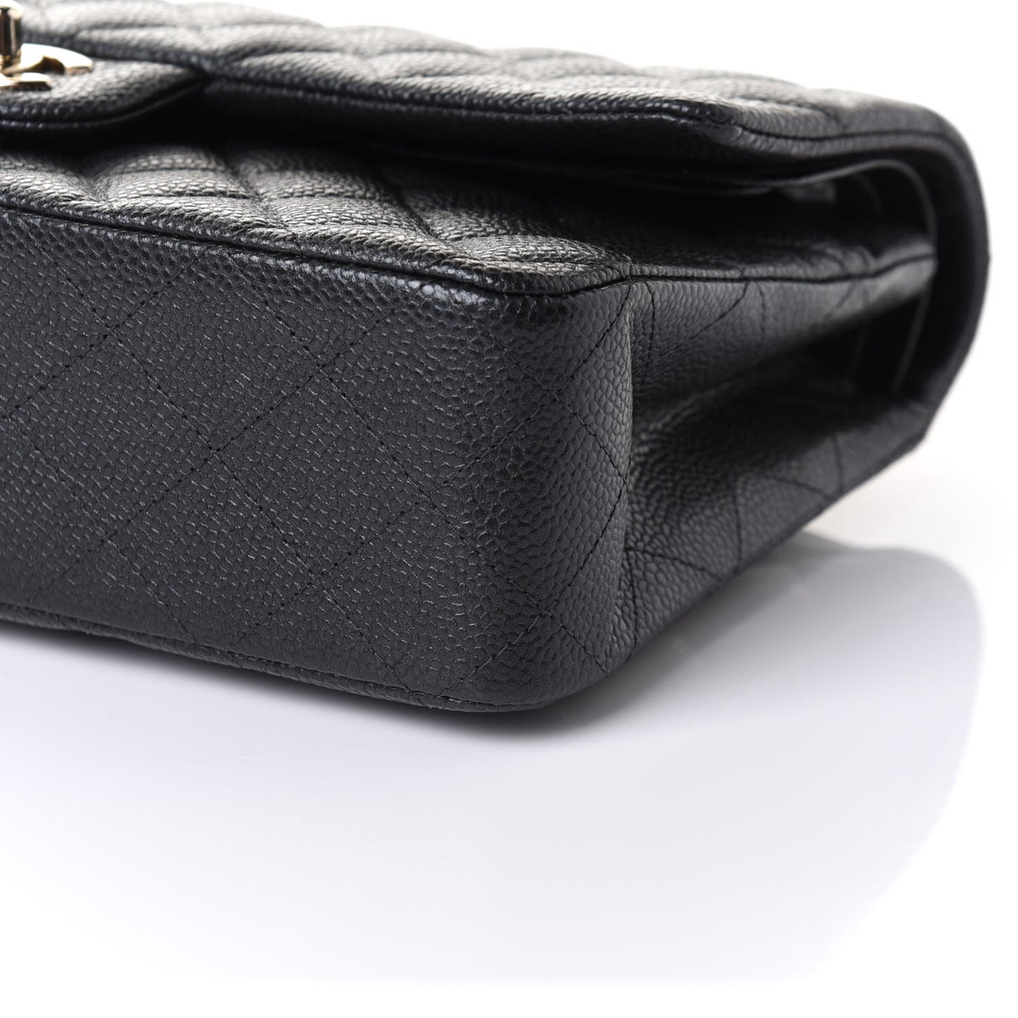 Caviar Quilted Medium Double Flap Dark Grey