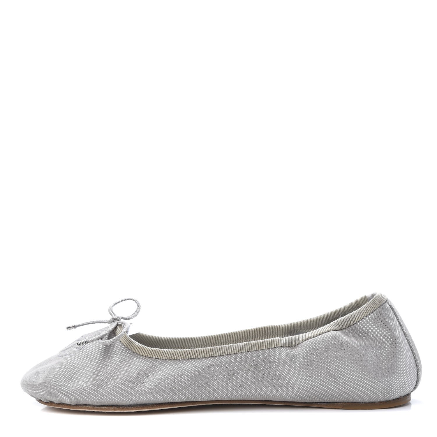 Chanel Metallic Fabric CC Elastic Ballerina Flats 37 Silver 1 of 8