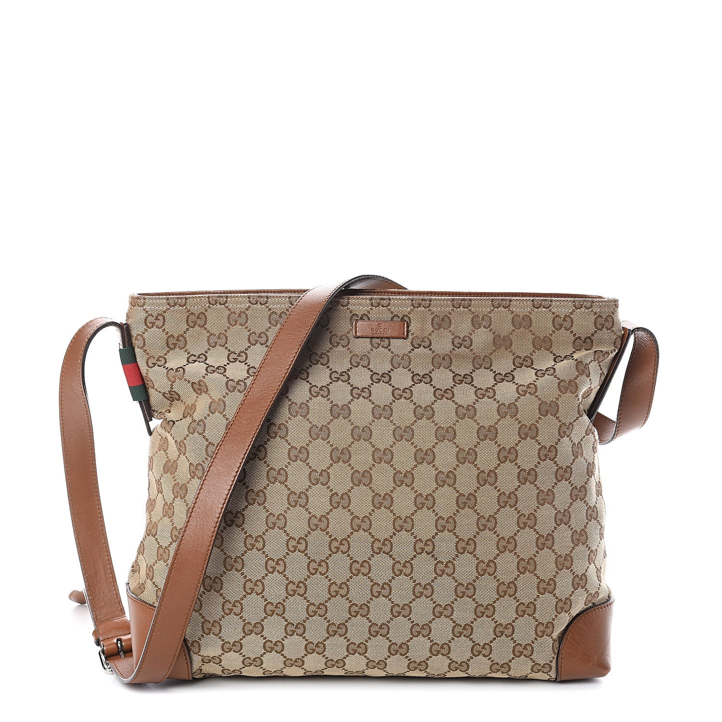 Monogram Large Flat Messenger Bag Brown