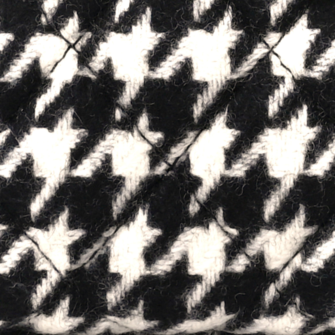 Tweed Houndstooth Quilted Nano Kelly Shopper Black White