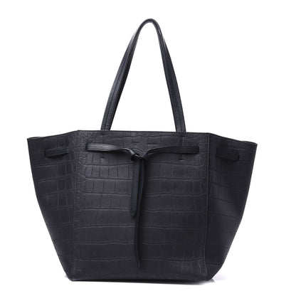 Celine Crocodile Embossed Nubuck Small Belt Cabas Phantom Navy Blue 1 of 9