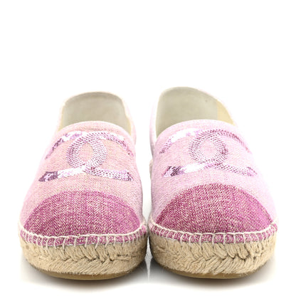 Chanel Toile Sequin CC Espadrilles 41 Pink Dark Pink 3 of 9