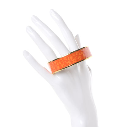 Hermes Enamel Printed Wide Balcon du Guadalquivir Bracelet 65 Promenade Orange 2 of 5
