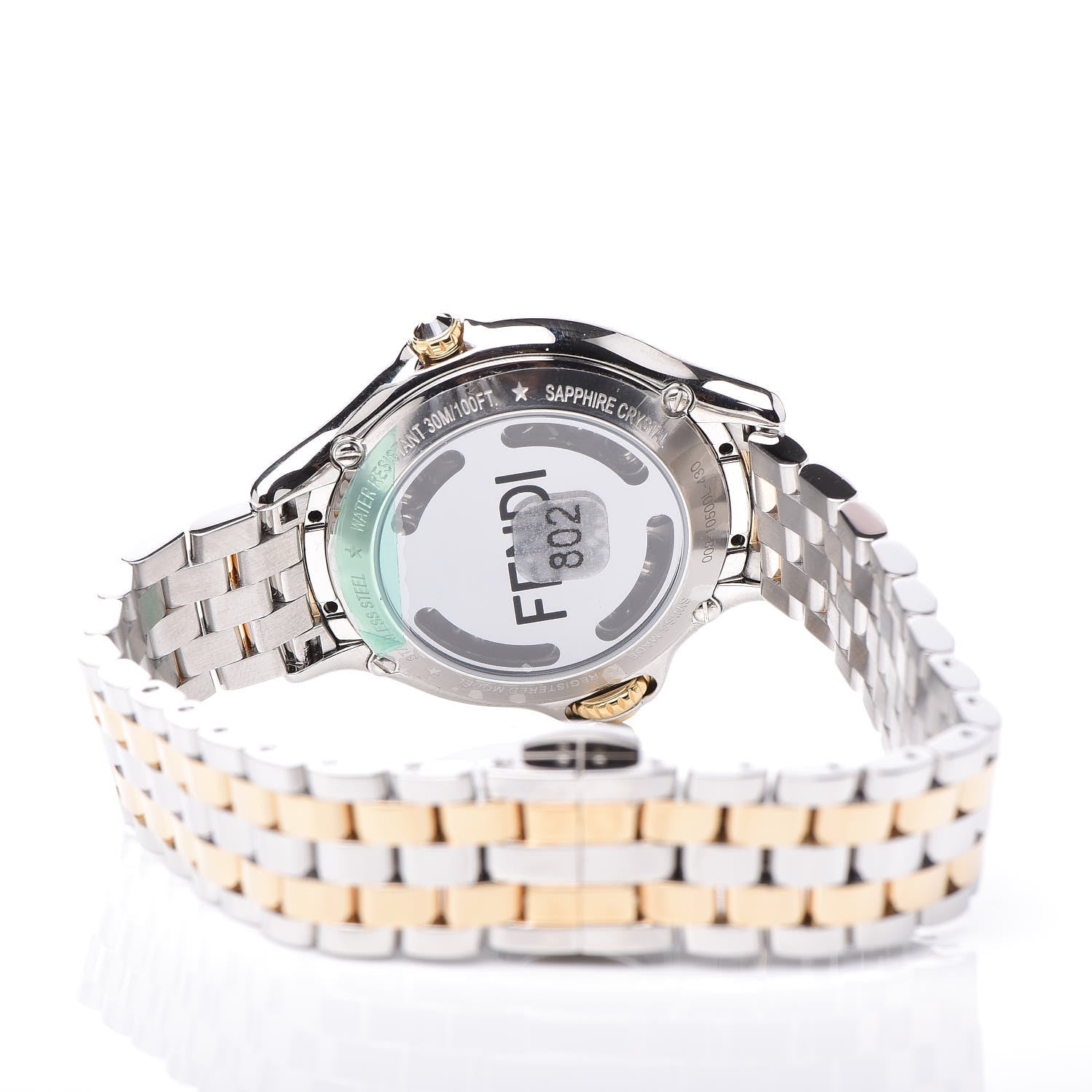 Fendi Stainless Steel Diamond Topaz 33mm Crazy Carats Two Tone Quartz Watch Black 7 of 9