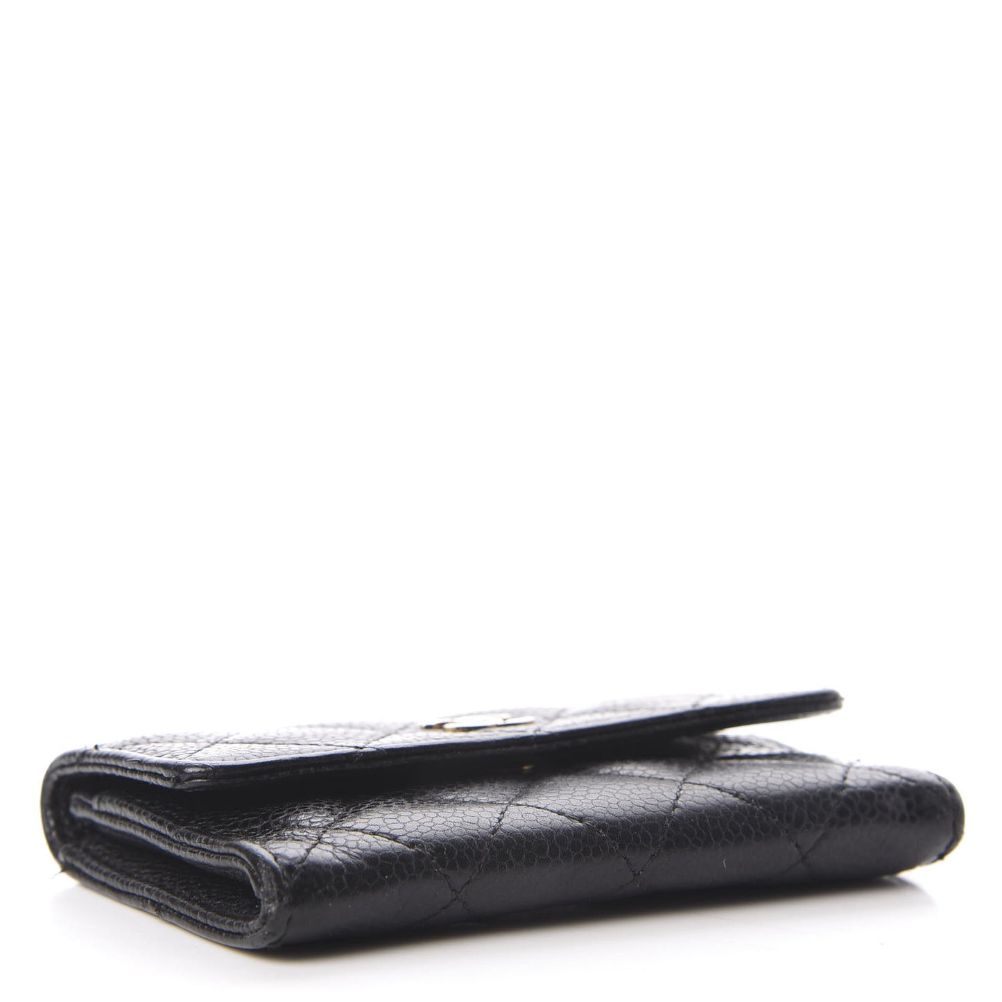 Caviar Quilted Flap Card Holder Black