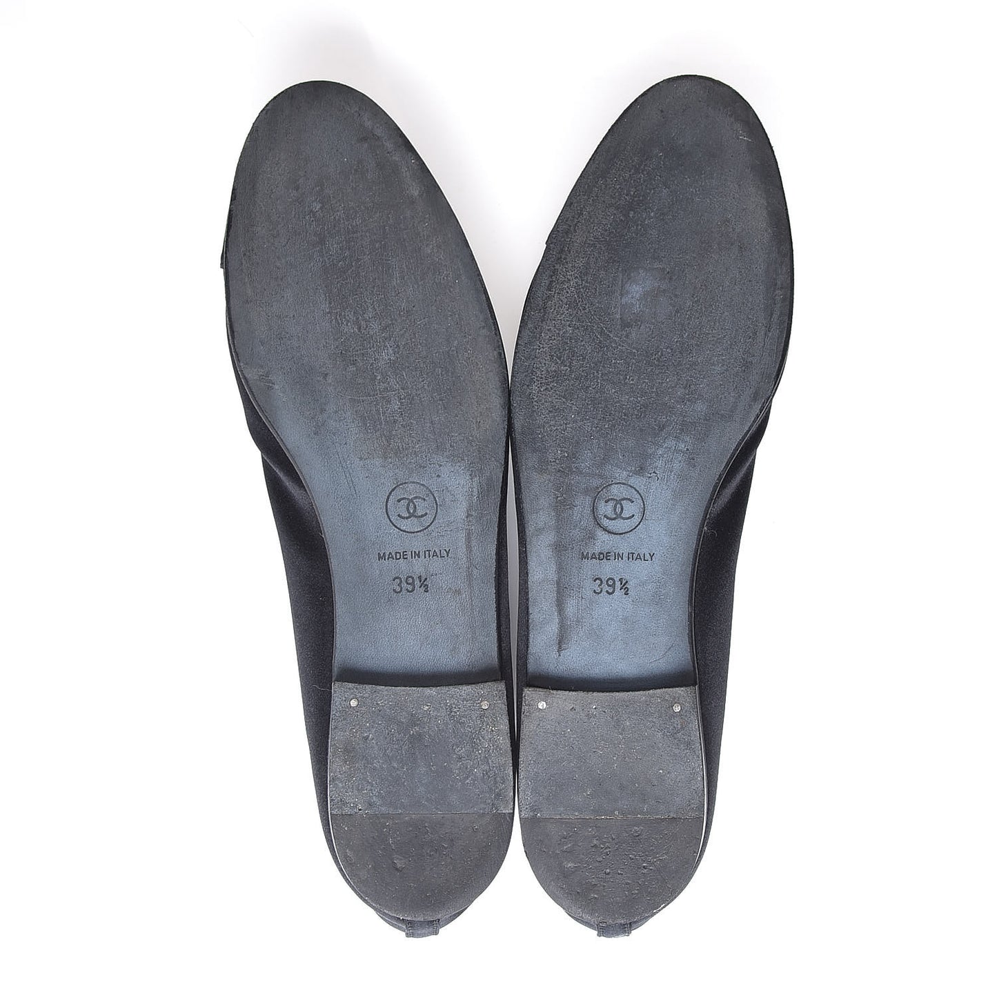 Satin Patent Cap Toe Ballerina Flats 39.5 Black