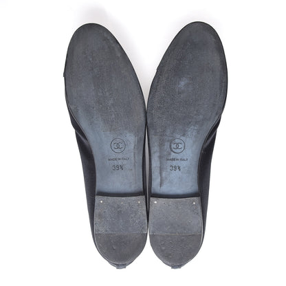 Chanel Satin Patent Cap Toe Ballerina Flats 39.5 Black 5 of 13