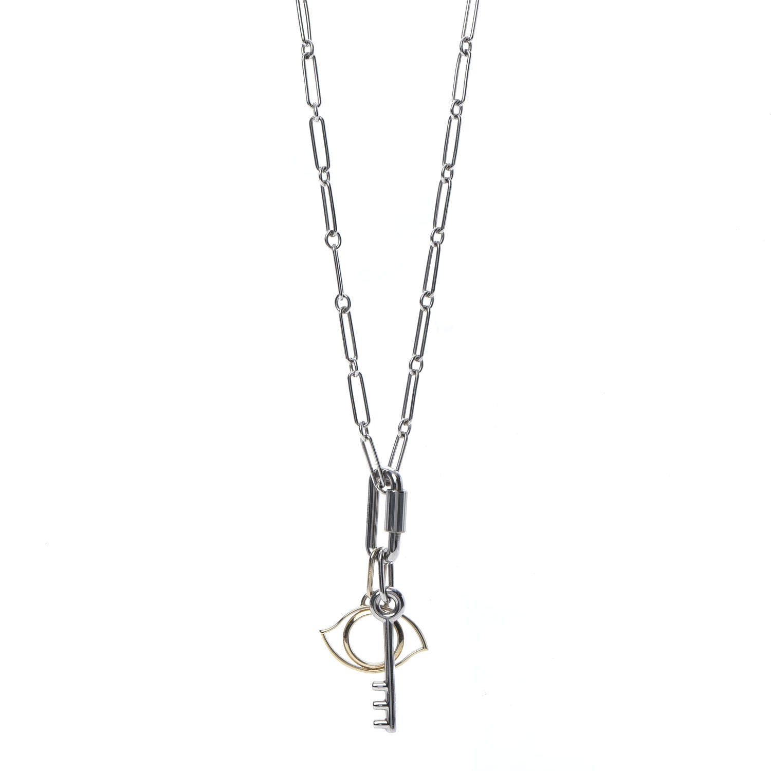 Hermes Palladium Permabrass Curiosite Charm Pendant Necklace 1 of 8