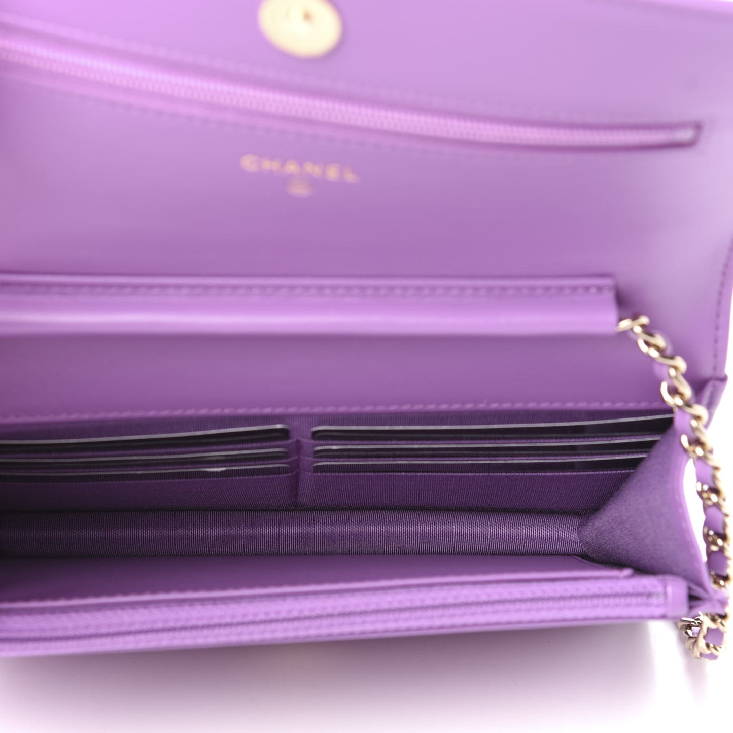 Caviar Quilted CC Filigree Wallet On Chain WOC Purple