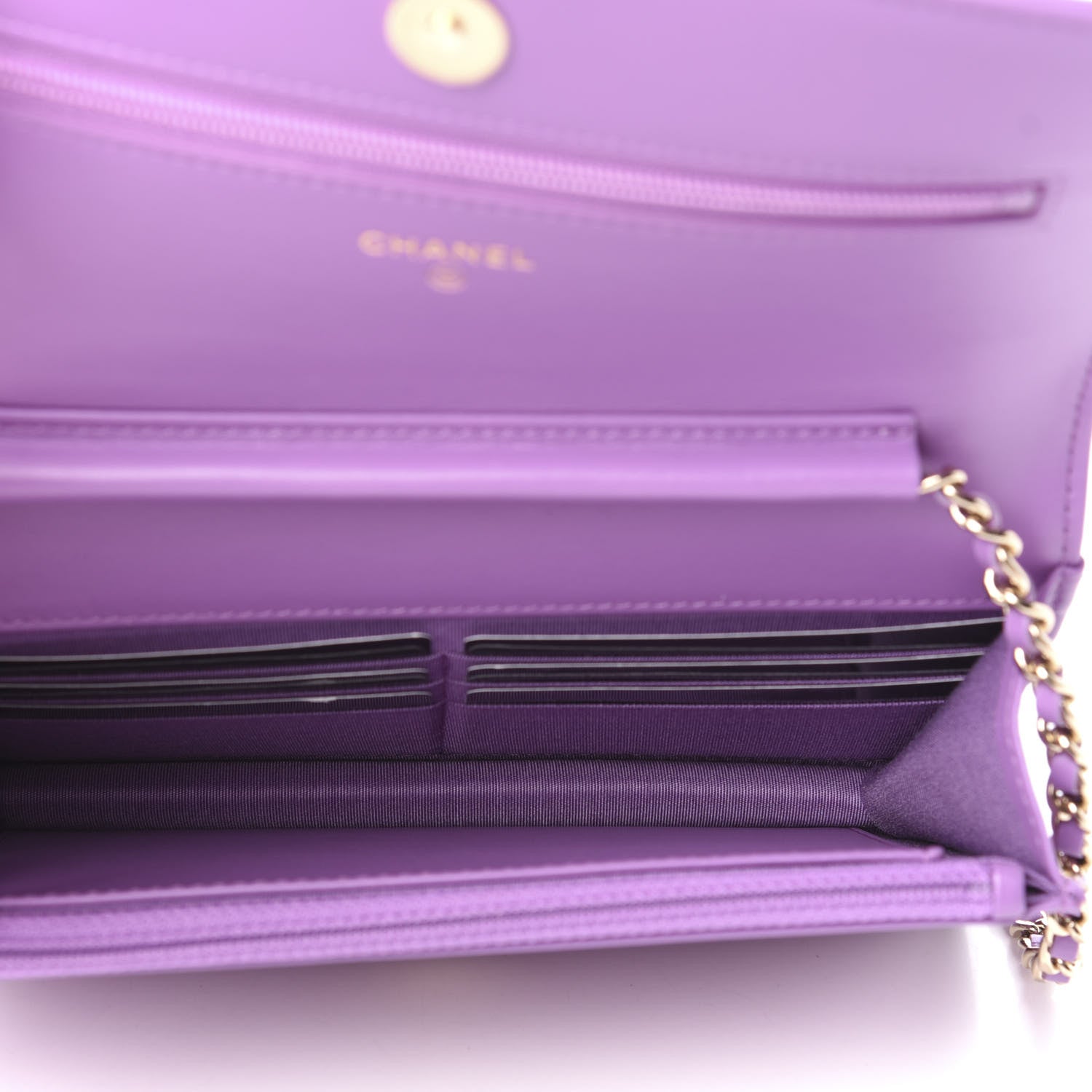 Chanel Caviar Quilted CC Filigree Wallet On Chain WOC Purple 5 of 11