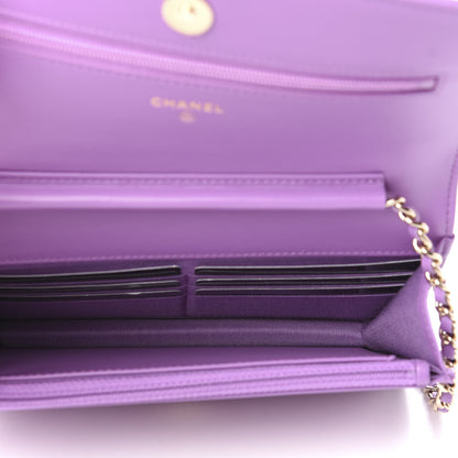 Chanel Caviar Quilted CC Filigree Wallet On Chain WOC Purple 5 of 11