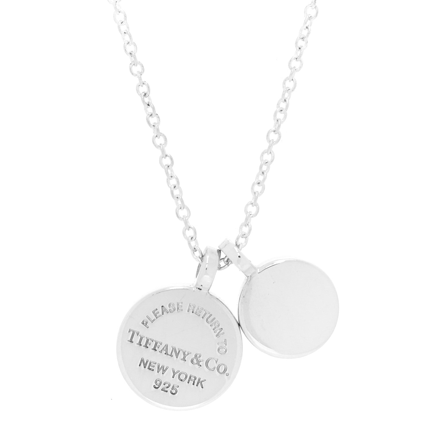 Tiffany Sterling Silver Enamel Return to Tiffany Double Round Tag Pendant Necklace Blue 5 of 6