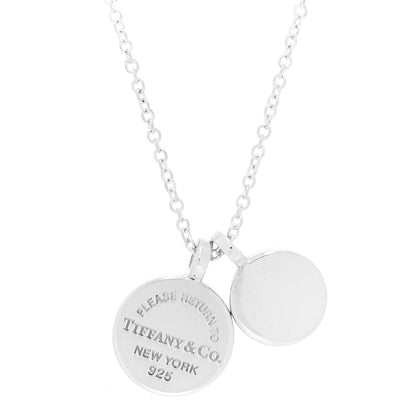 Tiffany Sterling Silver Enamel Return to Tiffany Double Round Tag Pendant Necklace Blue 5 of 6