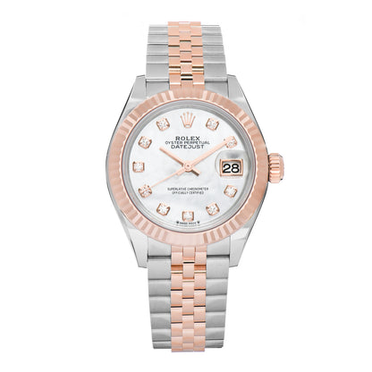 Rolex Stainless Steel 18K Everose Gold Diamond Mother of Pearl 28mm Oyster Perpetual Datejust Watch 279171 1 of 5