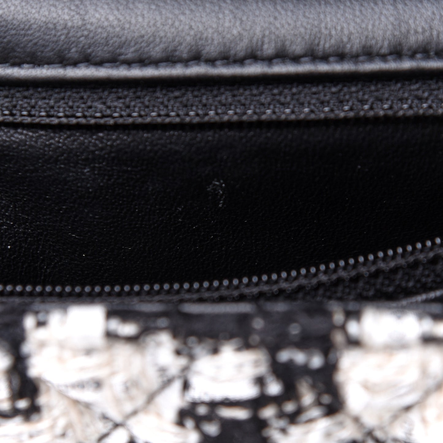 Tweed Quilted Mini Rectangular Flap Black Ecru White