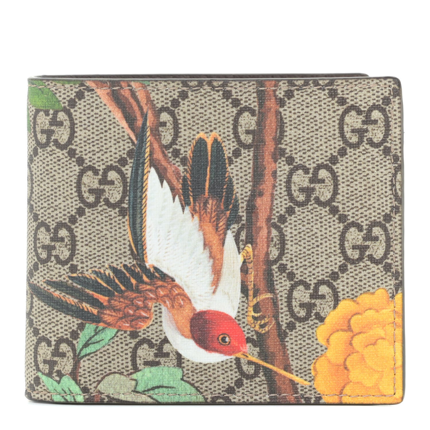 Gucci GG Supreme Monogram Tian Bi-Fold Wallet Beige Multicolor New Acero 1 of 8