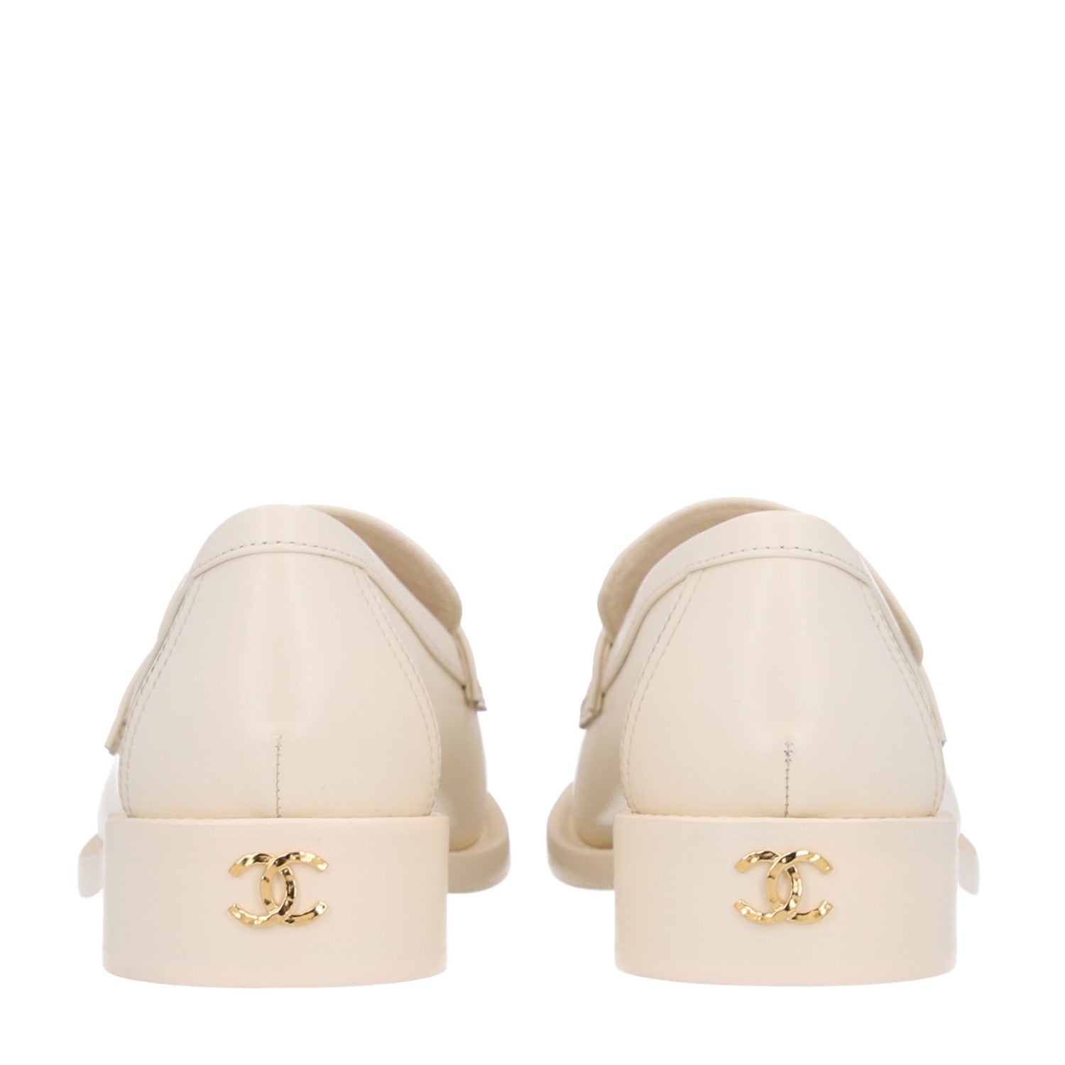 Chanel Calfskin Camellia CC Loafers 39.5 Ivory 6 of 11