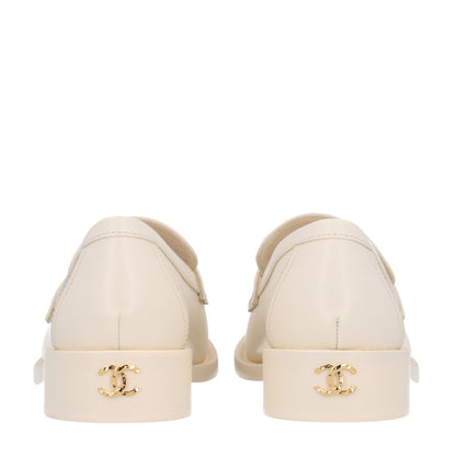 Chanel Calfskin Camellia CC Loafers 39.5 Ivory 6 of 11