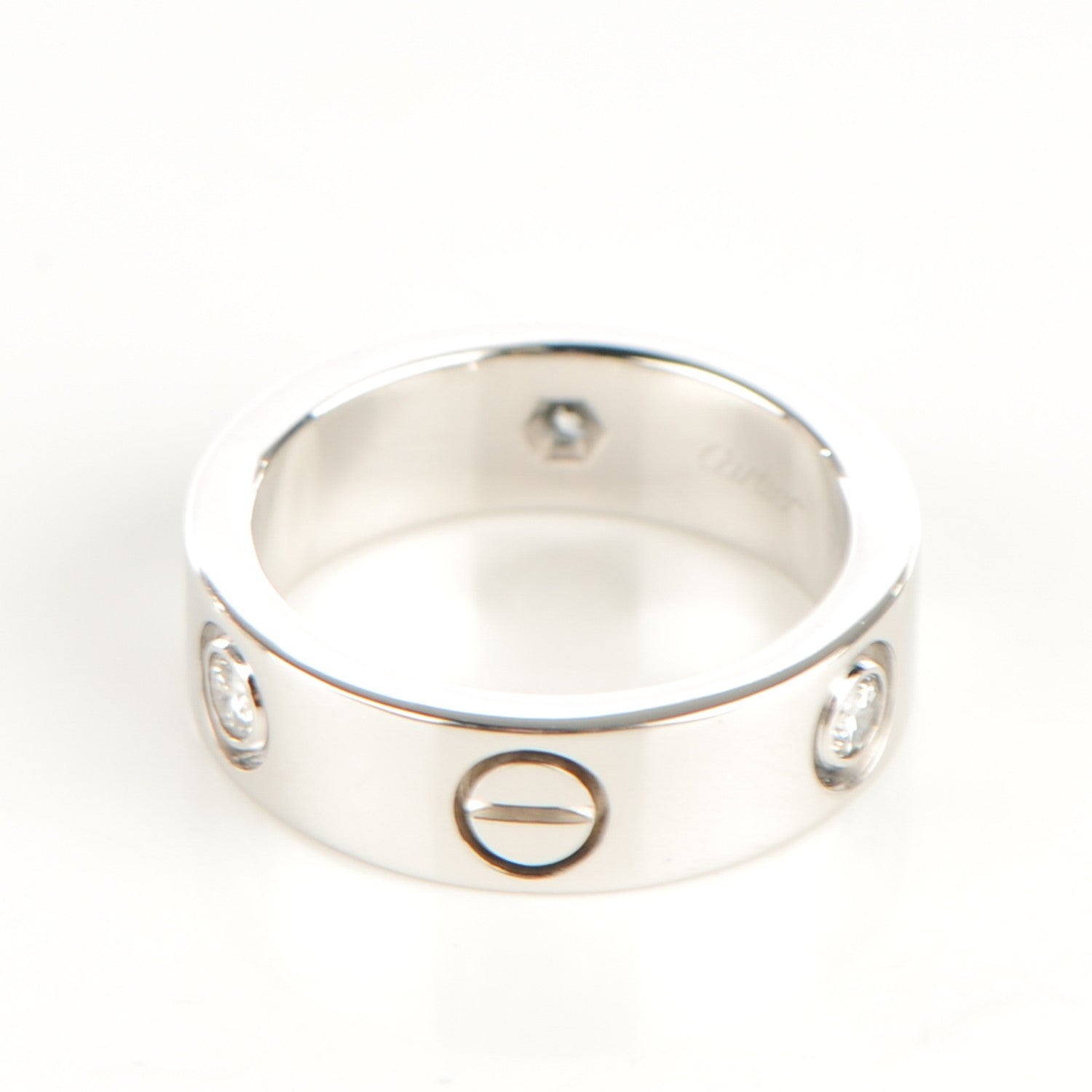 Cartier 18K White Gold 3 Diamond 5.5mm LOVE Ring 50 5.25 3 of 4