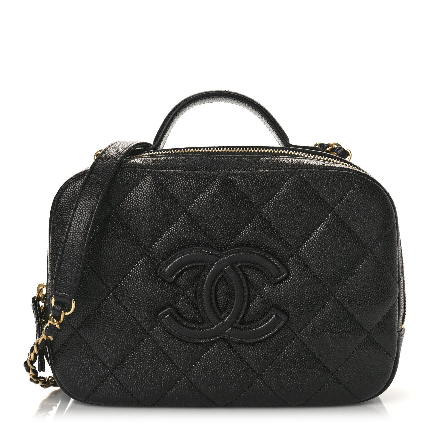 Chanel Caviar Quilted CC Top Handle Vanity Case Black 1 of 9