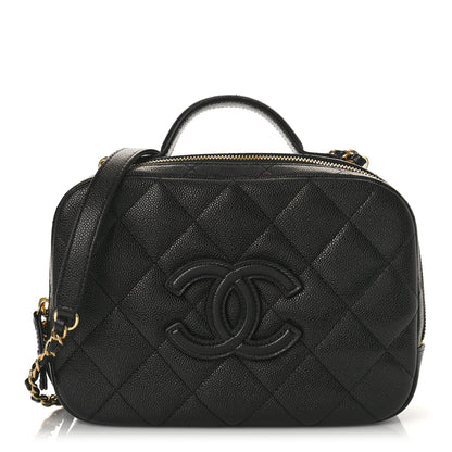 Chanel Caviar Quilted CC Top Handle Vanity Case Black 1 of 9