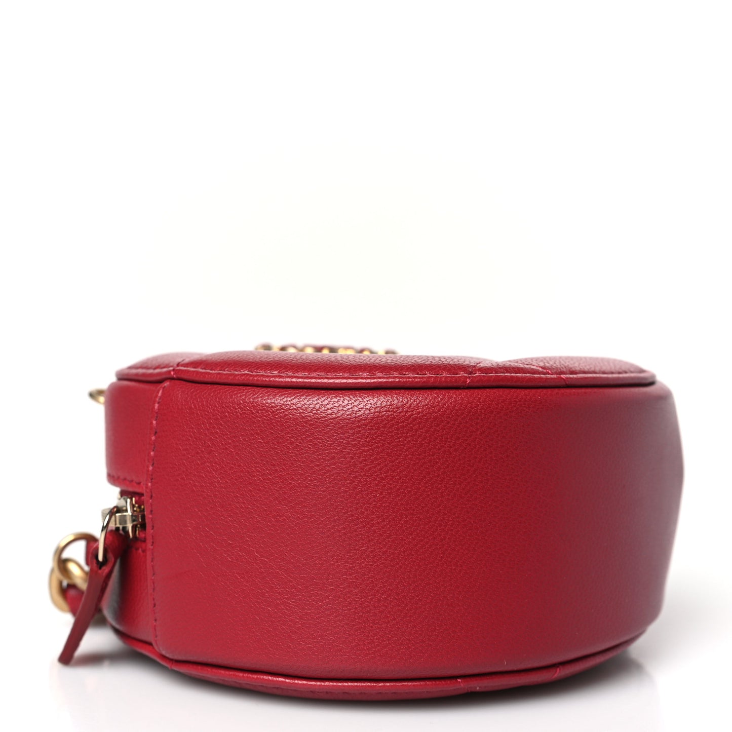 Goatskin Quilted Chanel 19 Round Clutch With Chain Red