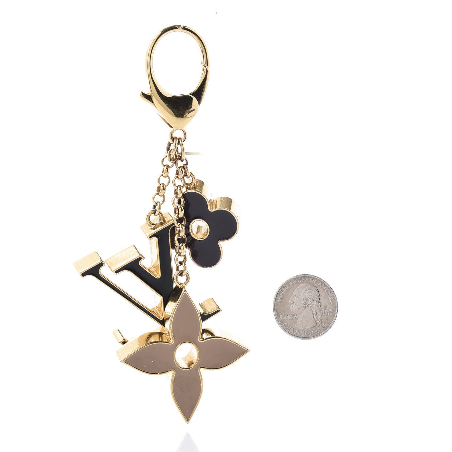 Fleur De Monogram Bag Charm Dore