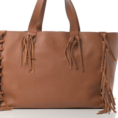 Valentino Garavani Grained Calfskin C-Rockee Fringe Tote Light Cuir 7 of 9