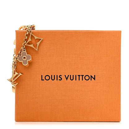 Louis Vuitton Brass Enamel Fleur De Monogram Bag Charm Chain Gold 4 of 4